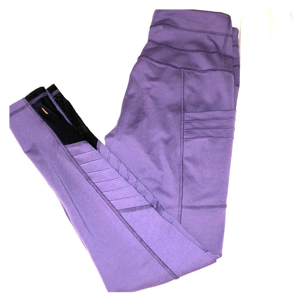 Lucy high waisted purple leggings with mesh panels